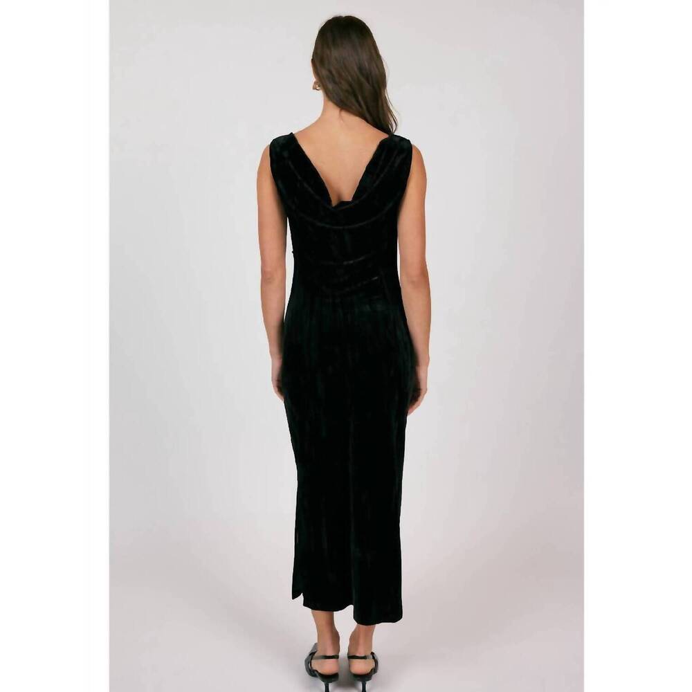 NEW SAGE THE LABEL masterpiece cowl neck velvet midi dress in black - Picture 4 of 4